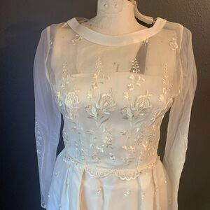 Vintage 50’s/60’s  Cream Lace Wedding Dress with Sheer Sleeves